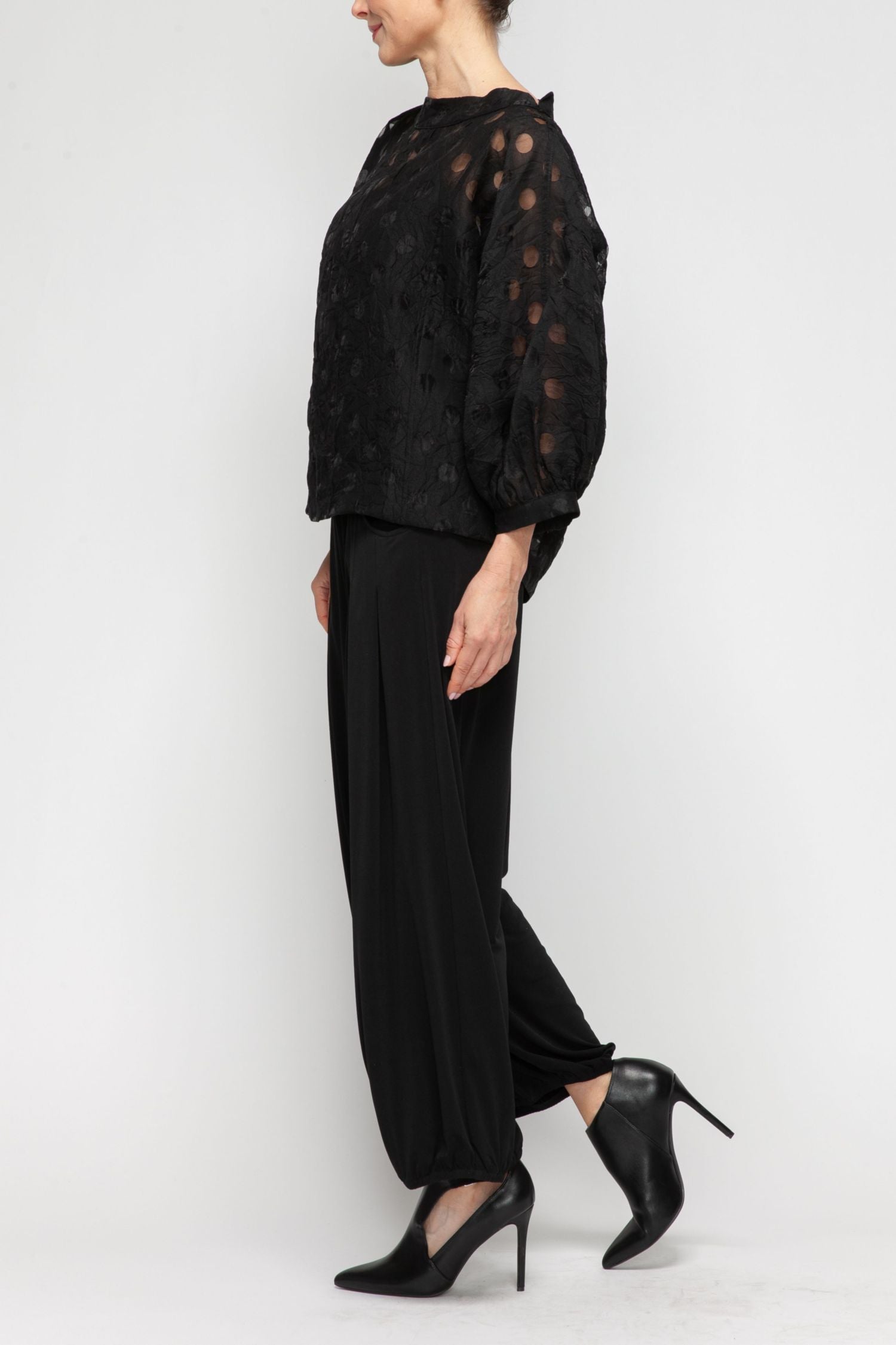 Black Dolman Sleeve Wide Stand Collar