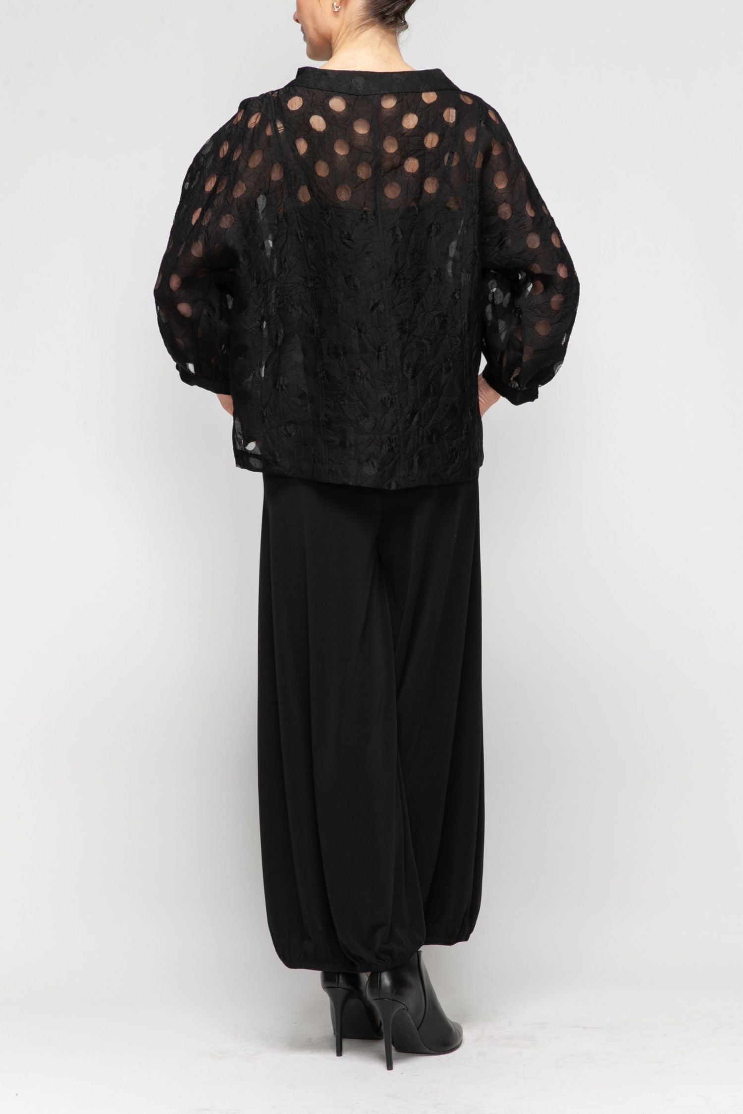 Black Dolman Sleeve Wide Stand Collar