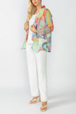 Multi-Color Shawl Collar Mesh Jacket