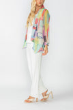Multi-Color Shawl Collar Mesh Jacket