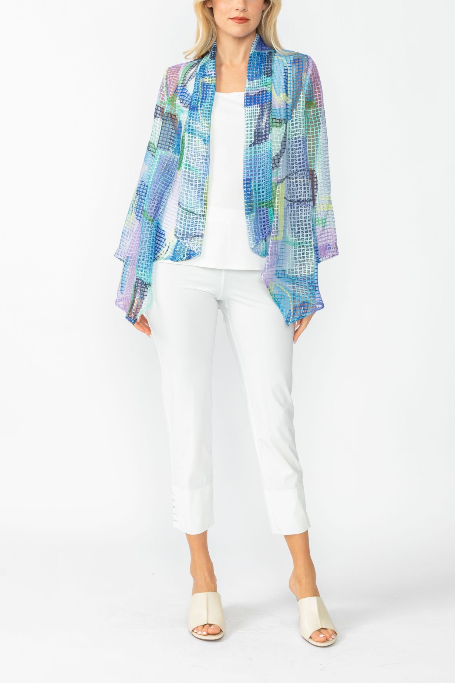 Very Peri Shawl Collar Mesh Jacket