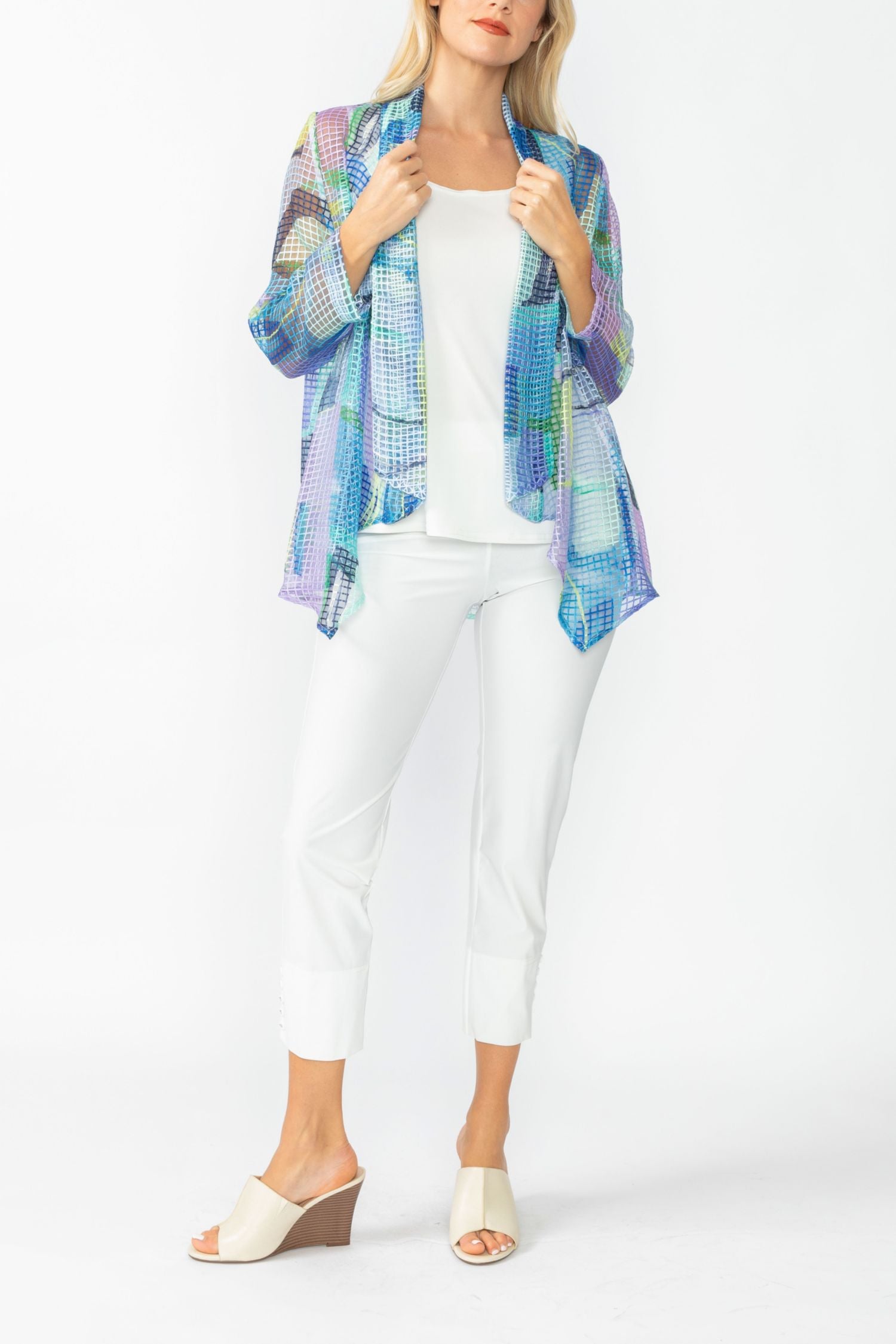 Very Peri Shawl Collar Mesh Jacket