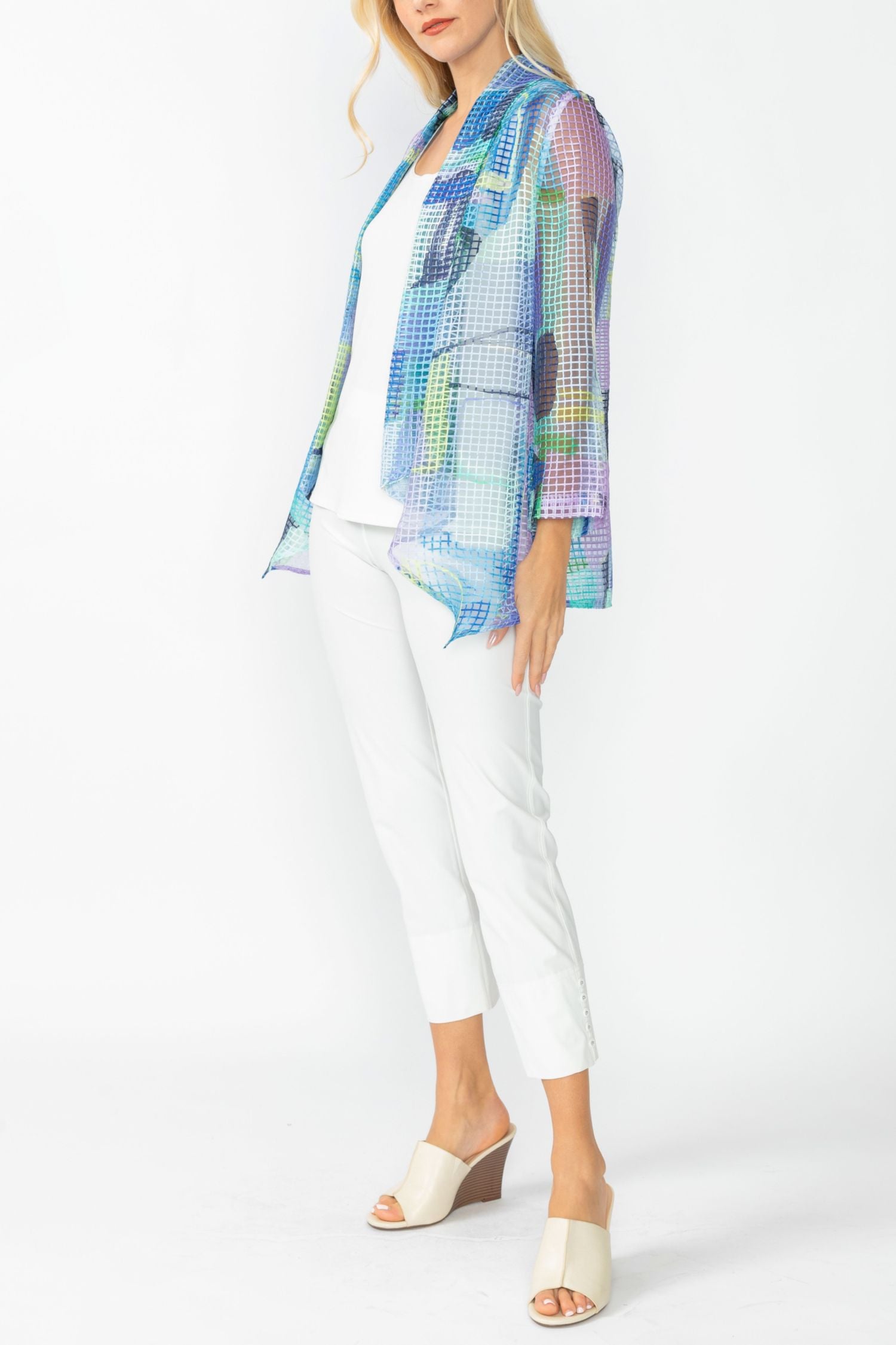 Very Peri Shawl Collar Mesh Jacket