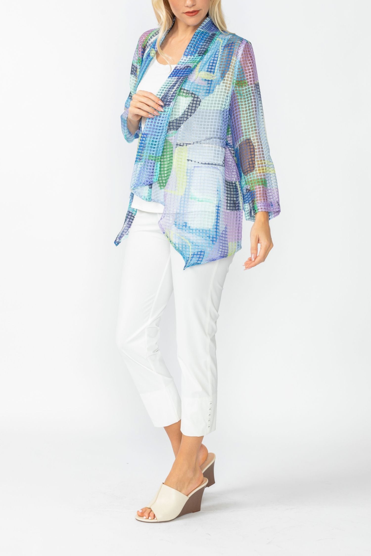 Very Peri Shawl Collar Mesh Jacket