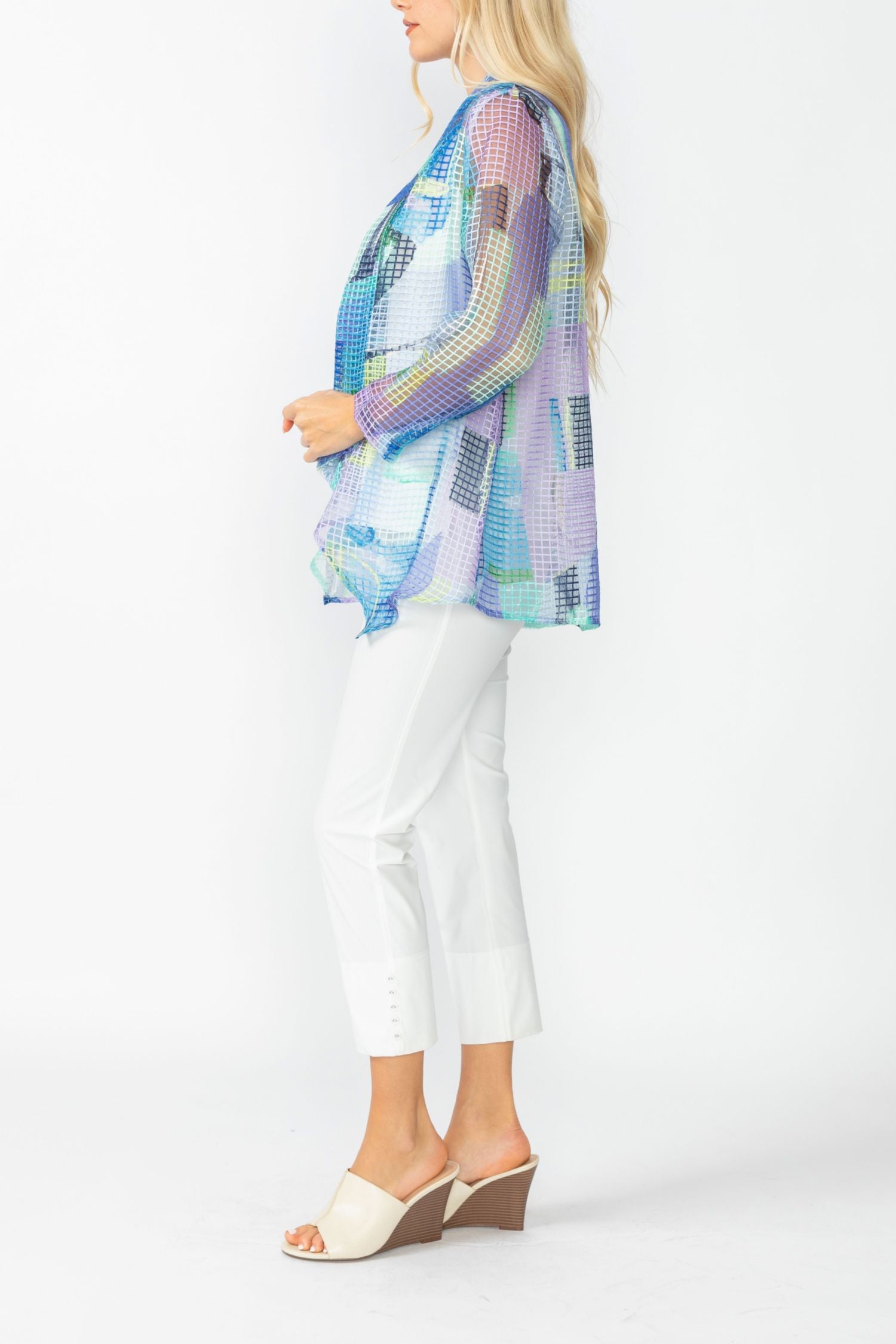 Very Peri Shawl Collar Mesh Jacket