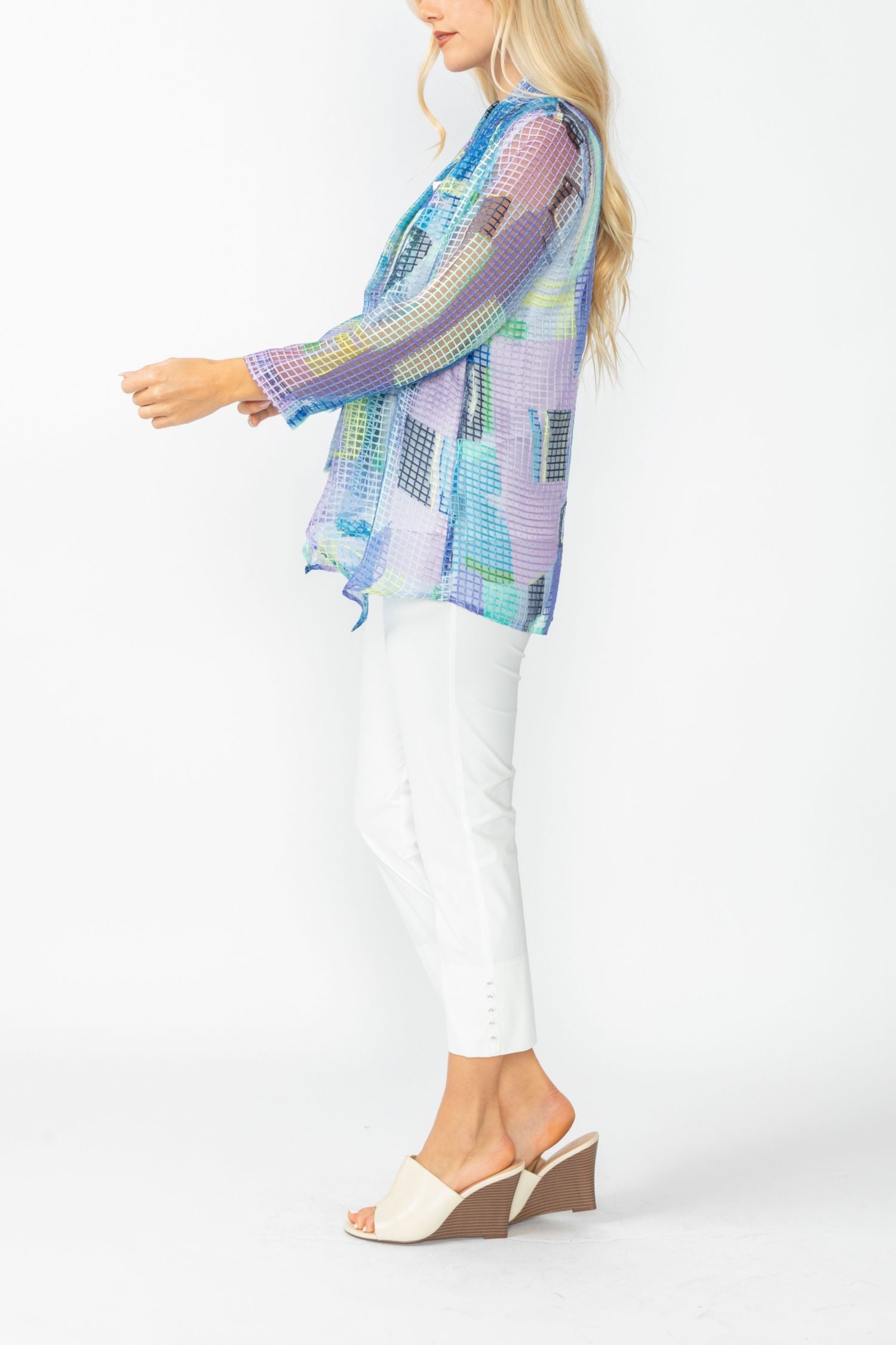 Very Peri Shawl Collar Mesh Jacket