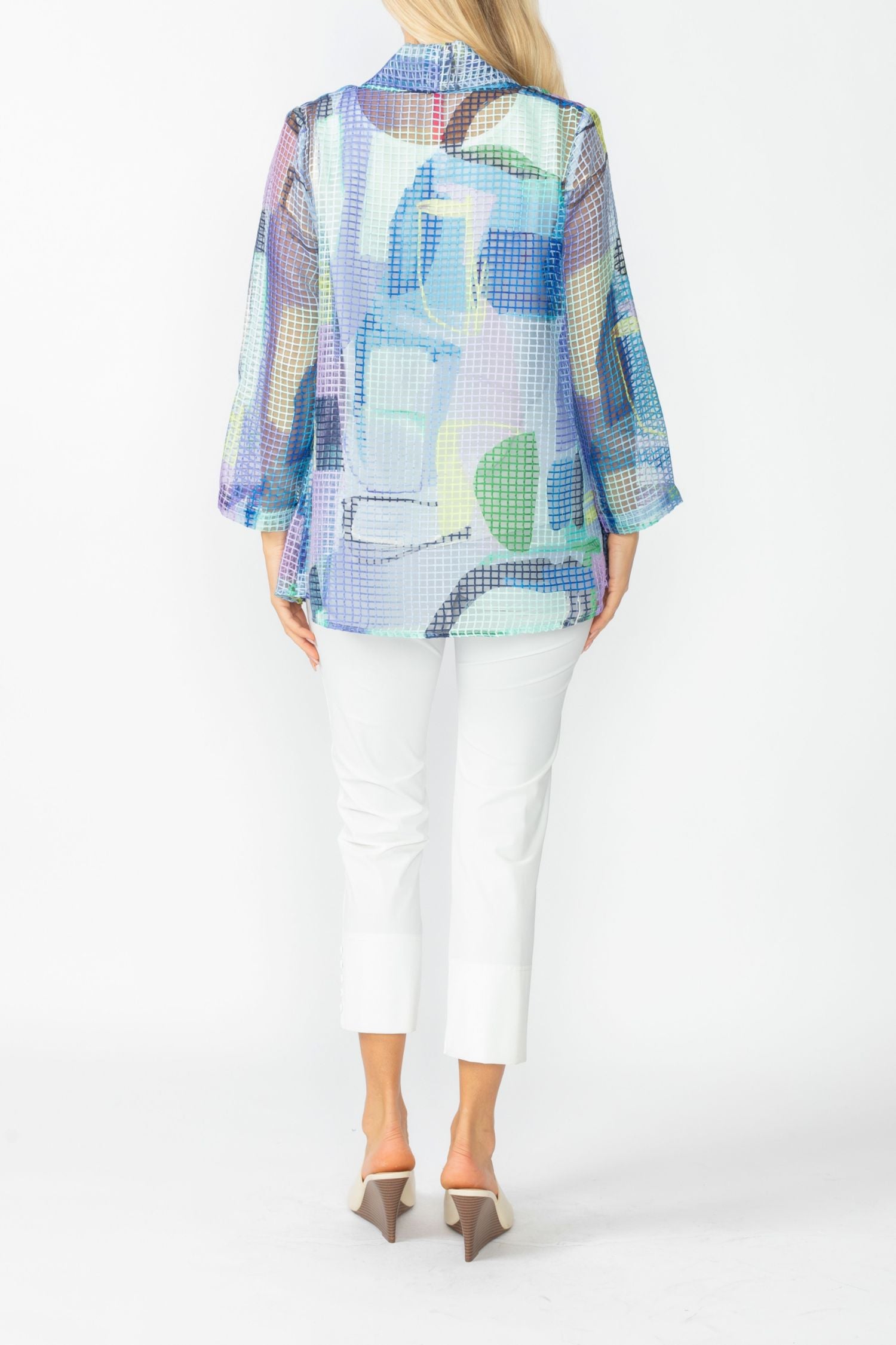 Very Peri Shawl Collar Mesh Jacket