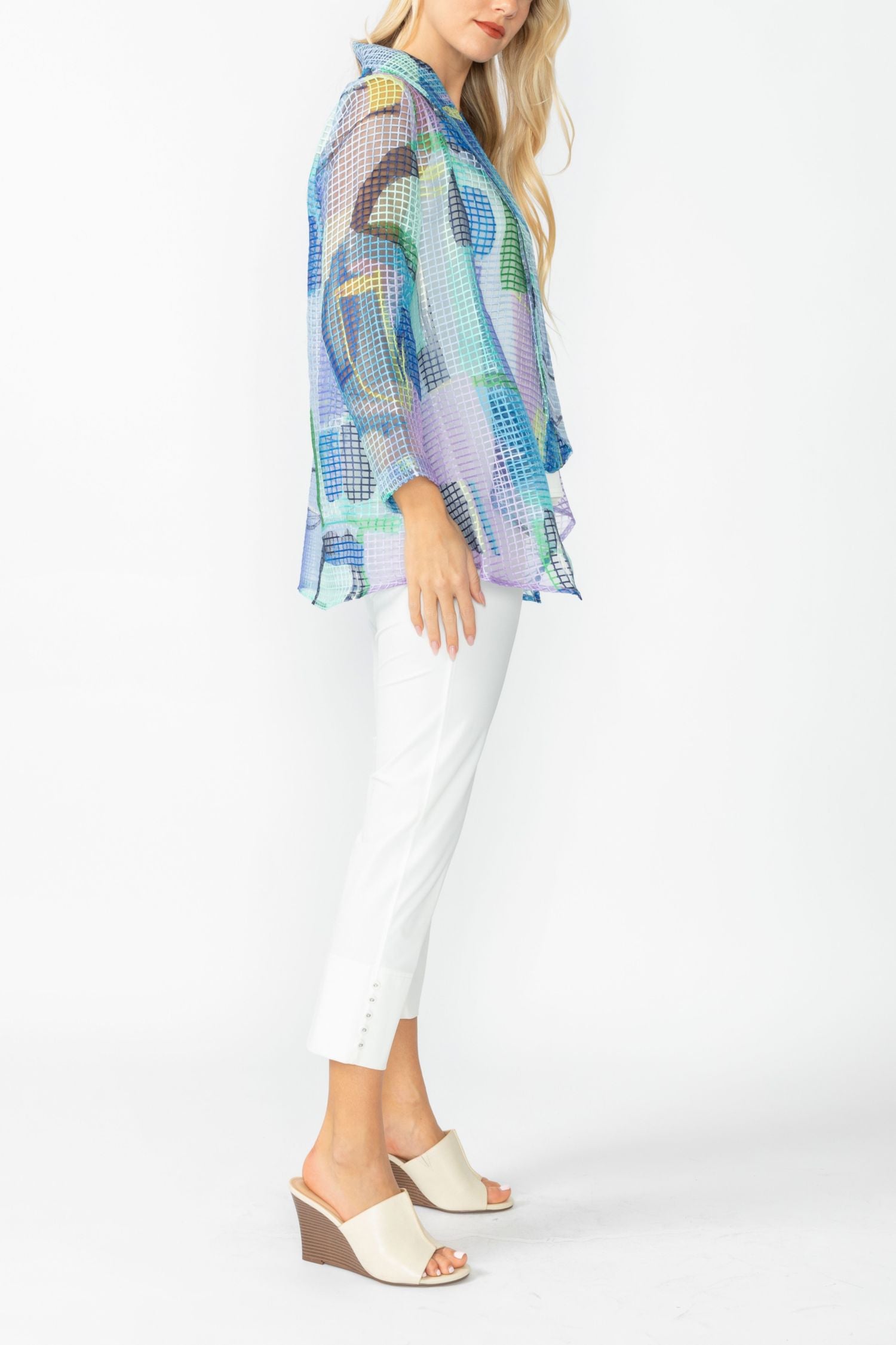 Very Peri Shawl Collar Mesh Jacket