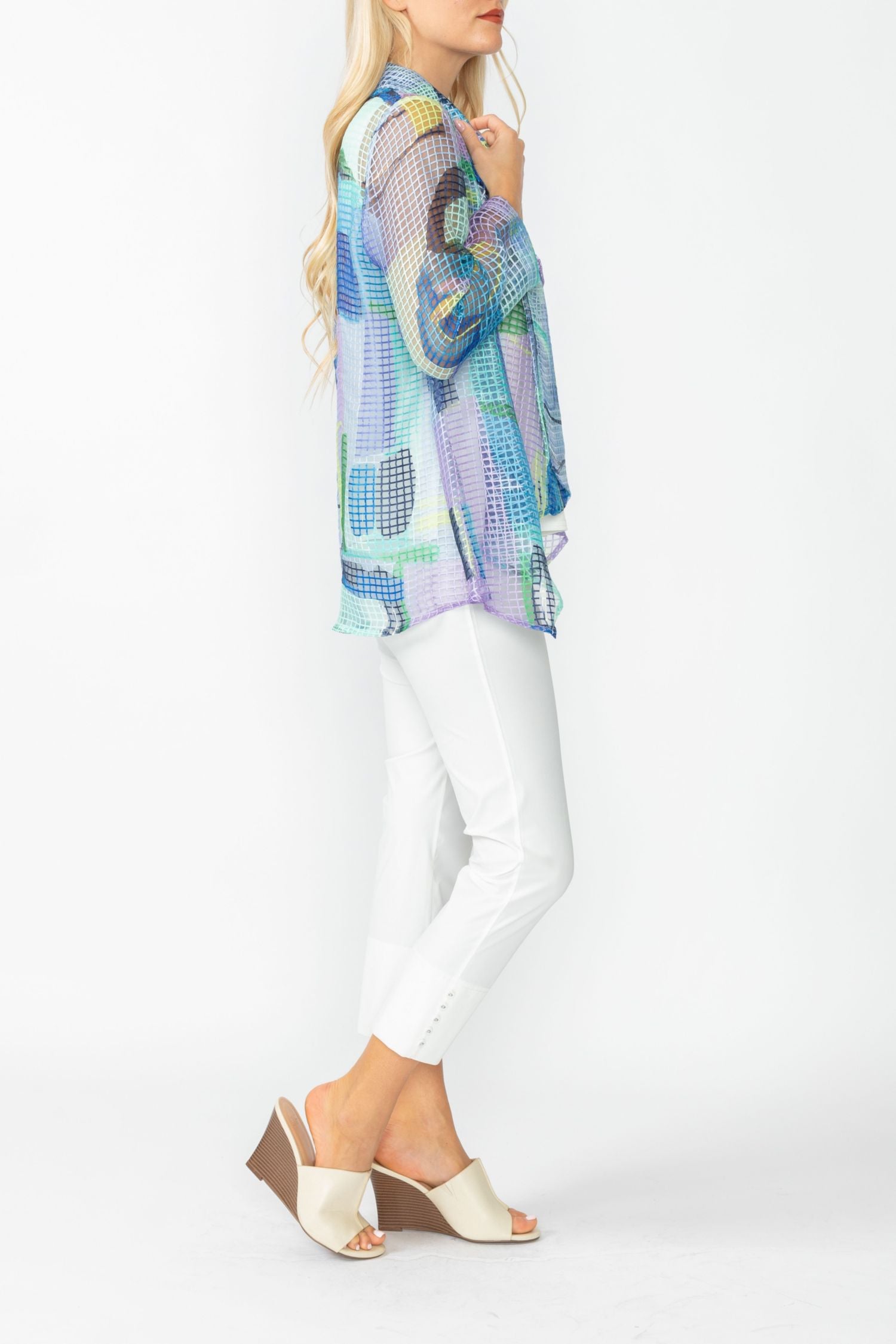 Very Peri Shawl Collar Mesh Jacket