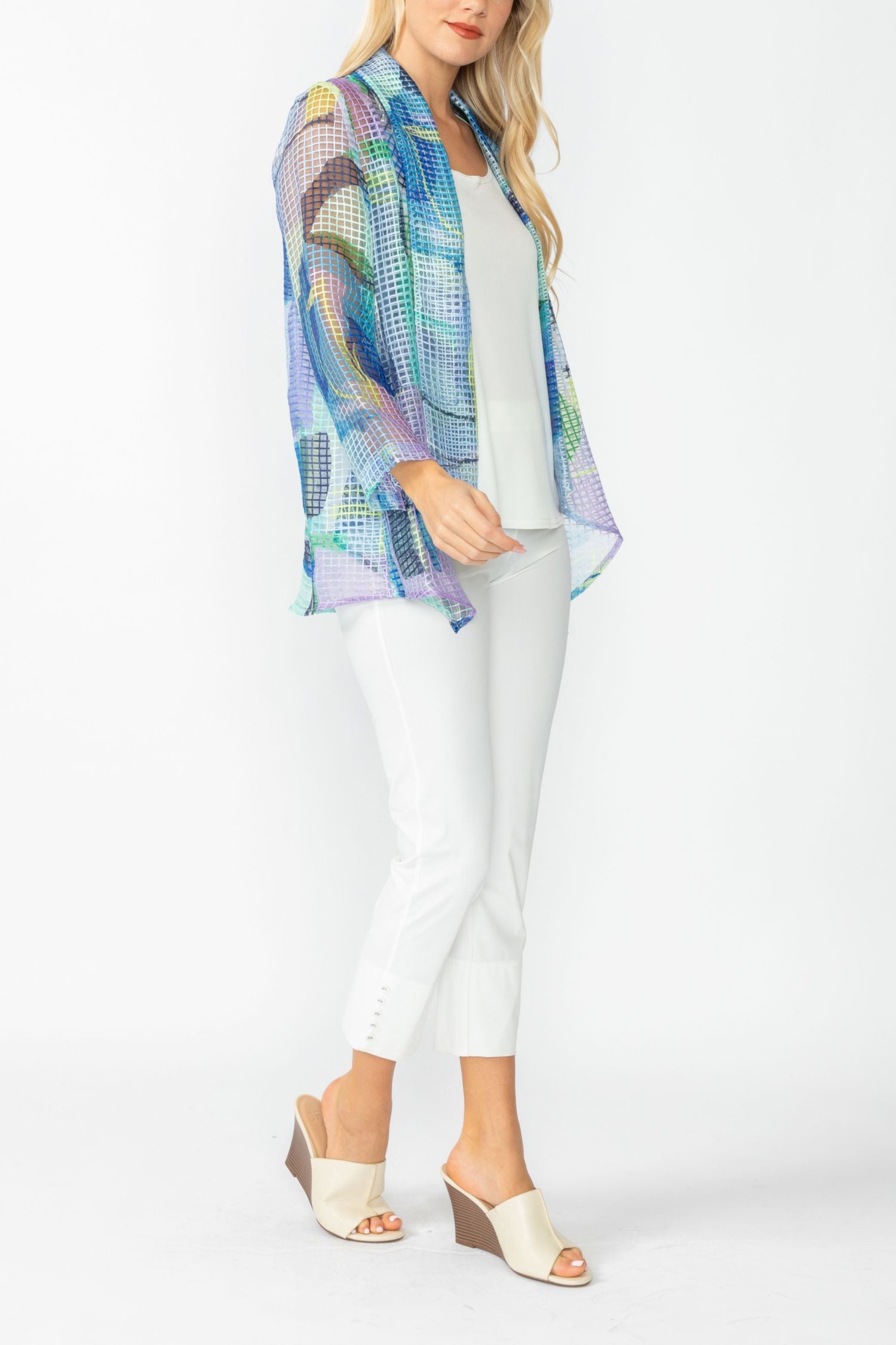 Very Peri Shawl Collar Mesh Jacket