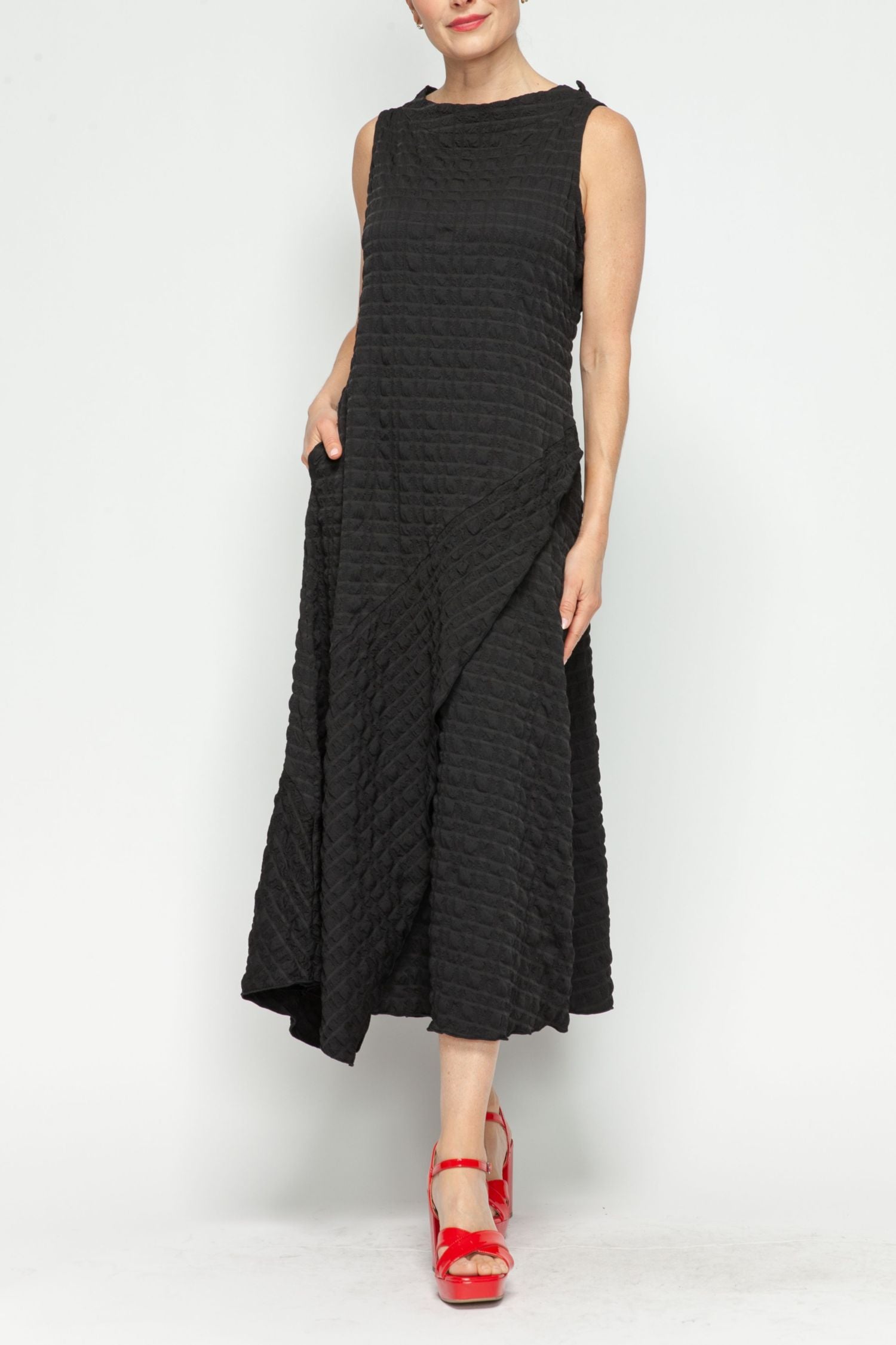 Black Asymmetrical Cut Front and Back Dress