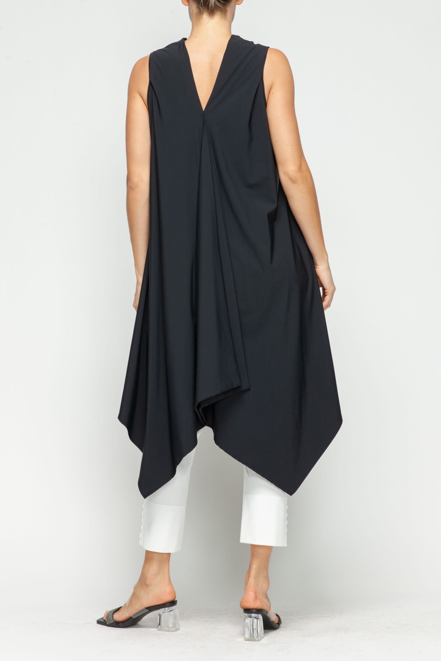 Black Cowl Neck Sleeveless Drape