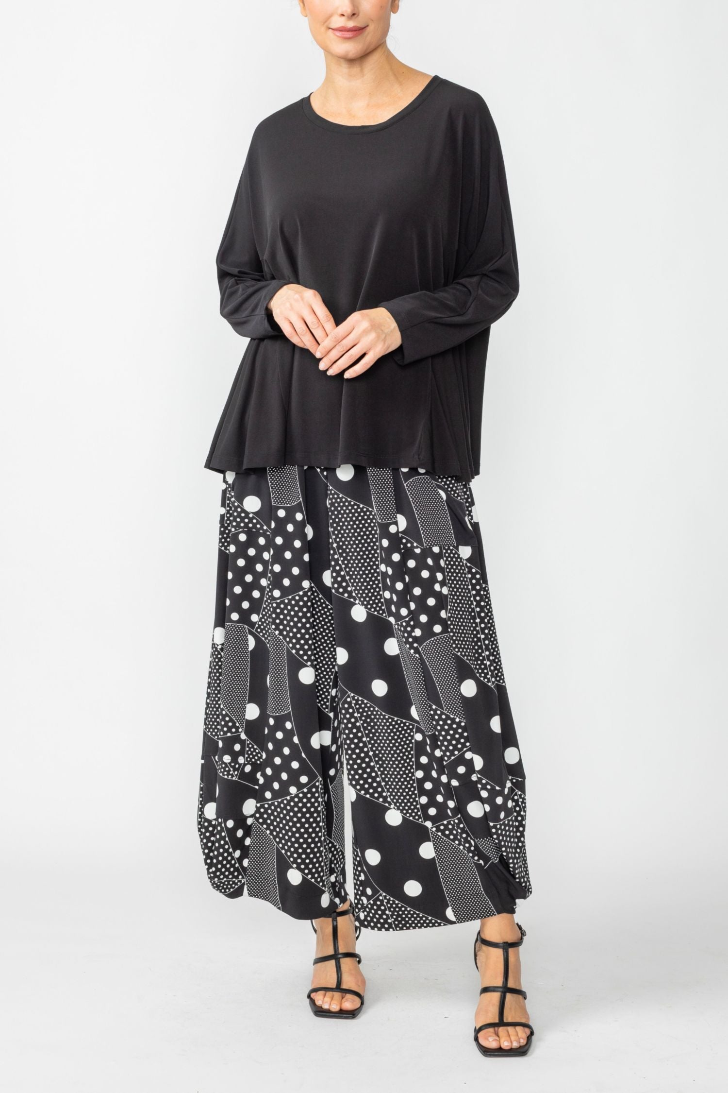Black Essential Punto Polka Dot Pants