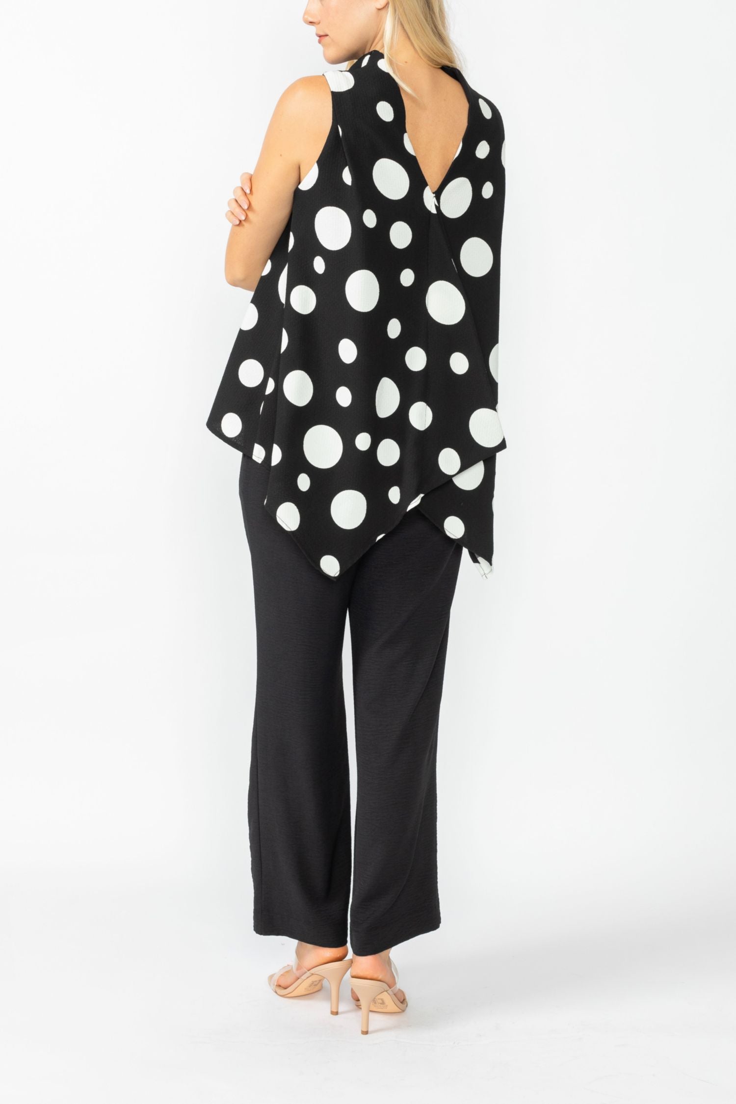 Black High Neck Cowl Neck Top