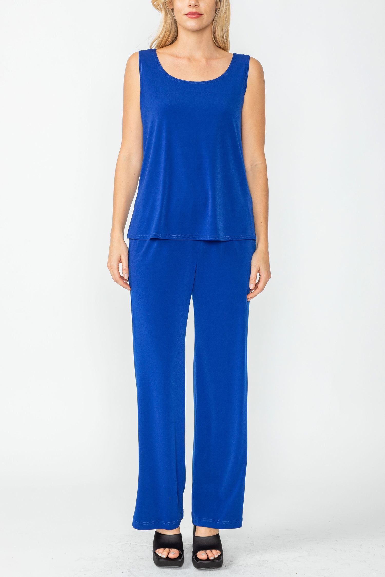 Royal Blue Wide Leg Long Pants & Scoop Neck Tank Top