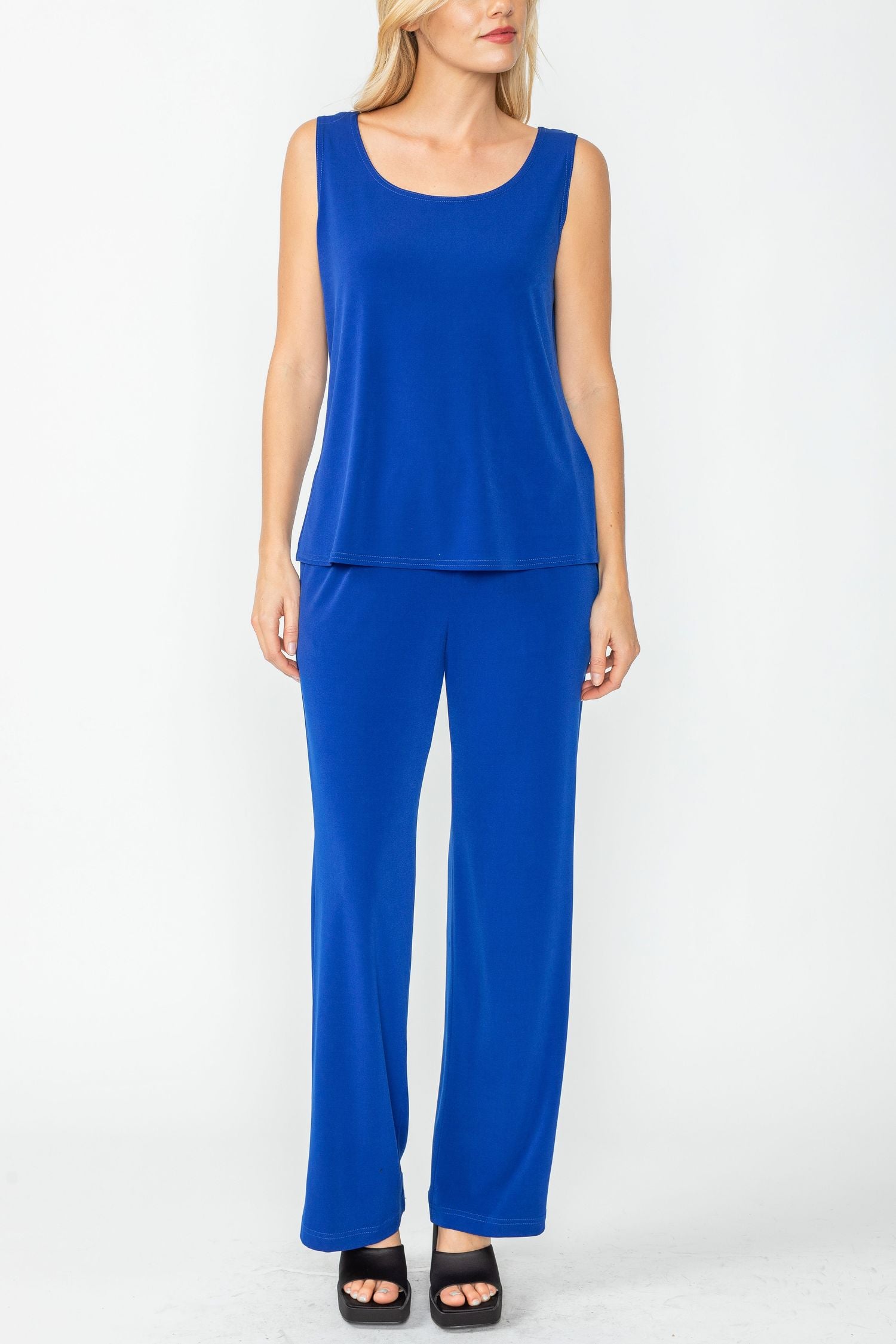 Royal Blue Wide Leg Long Pants & Scoop Neck Tank Top