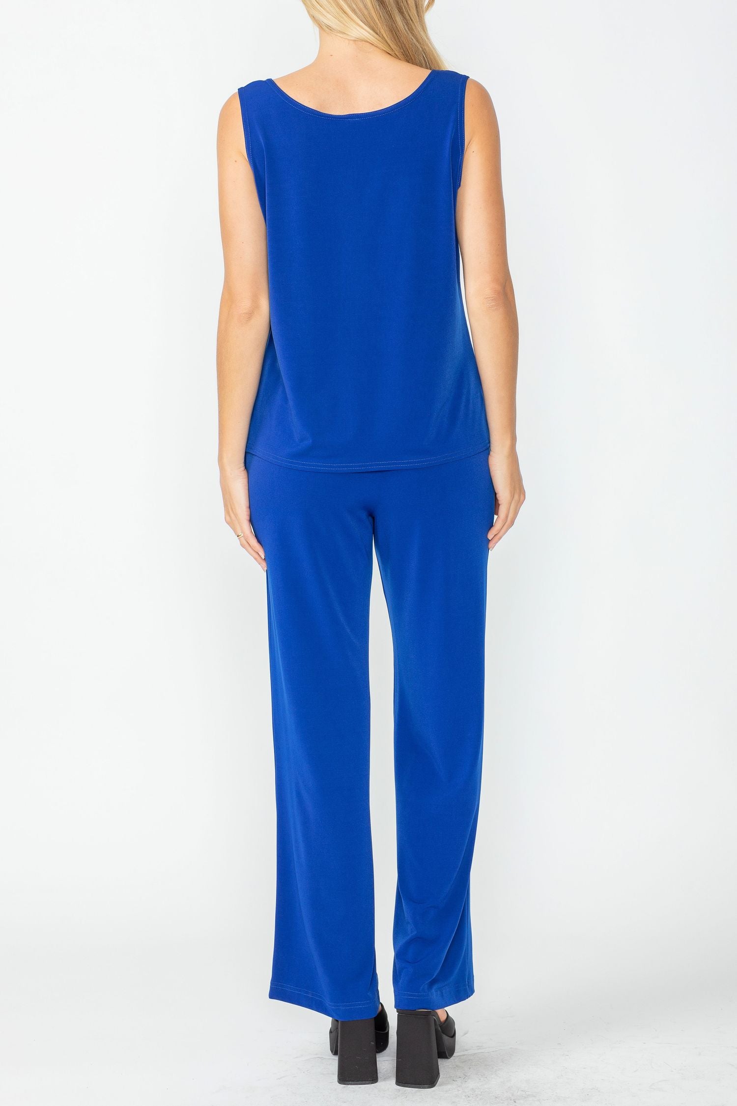 Royal Blue Wide Leg Long Pants & Scoop Neck Tank Top