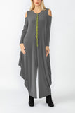 Charcoal Open Shoulder Long Sleeve Jumpsuit