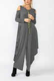 Charcoal Open Shoulder Long Sleeve Jumpsuit