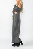 Charcoal Open Shoulder Long Sleeve Jumpsuit