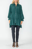 Hunter Green Shirring Blouson Sleeve Shirring Jacket