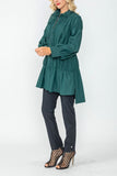 Hunter Green Shirring Blouson Sleeve Shirring Jacket