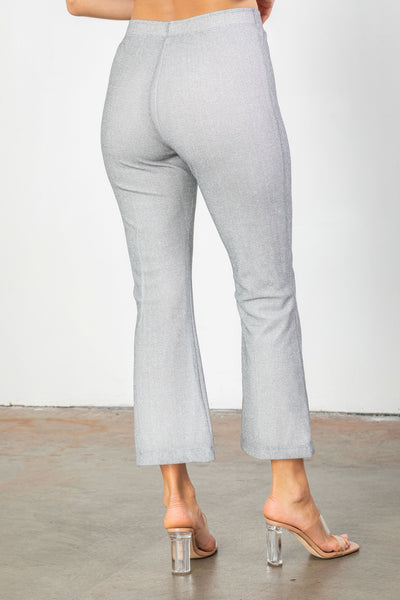 Gray Stretch Mesh Knit Flare Leg Pants – IC Collection