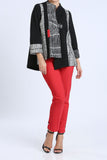 Plus Size Ladder Fukuro Color Block One-Button Jacket