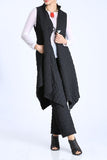Black Bias Cut Long Vest