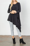 Plus Size Soft Knit Side Pocket Asymmetrical Hem Tunic