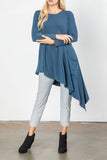 Plus Size Soft Knit Side Pocket Asymmetrical Hem Tunic