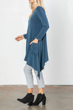 Plus Size Soft Knit Side Pocket Asymmetrical Hem Tunic