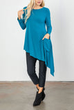 Plus Size Soft Knit Side Pocket Asymmetrical Hem Tunic