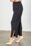 Black Plus Size Wide Leg Textured Split Cuff Pants