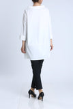 White Boat Neck Stand Collar Balloon Top