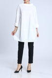White Boat Neck Stand Collar Balloon Top