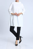 White Boat Neck Stand Collar Balloon Top