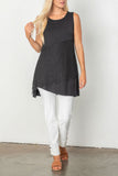 Black Lace Front Tunic Top