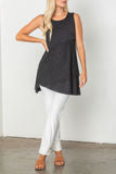 Black Lace Front Tunic Top