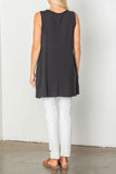 Black Lace Front Tunic Top