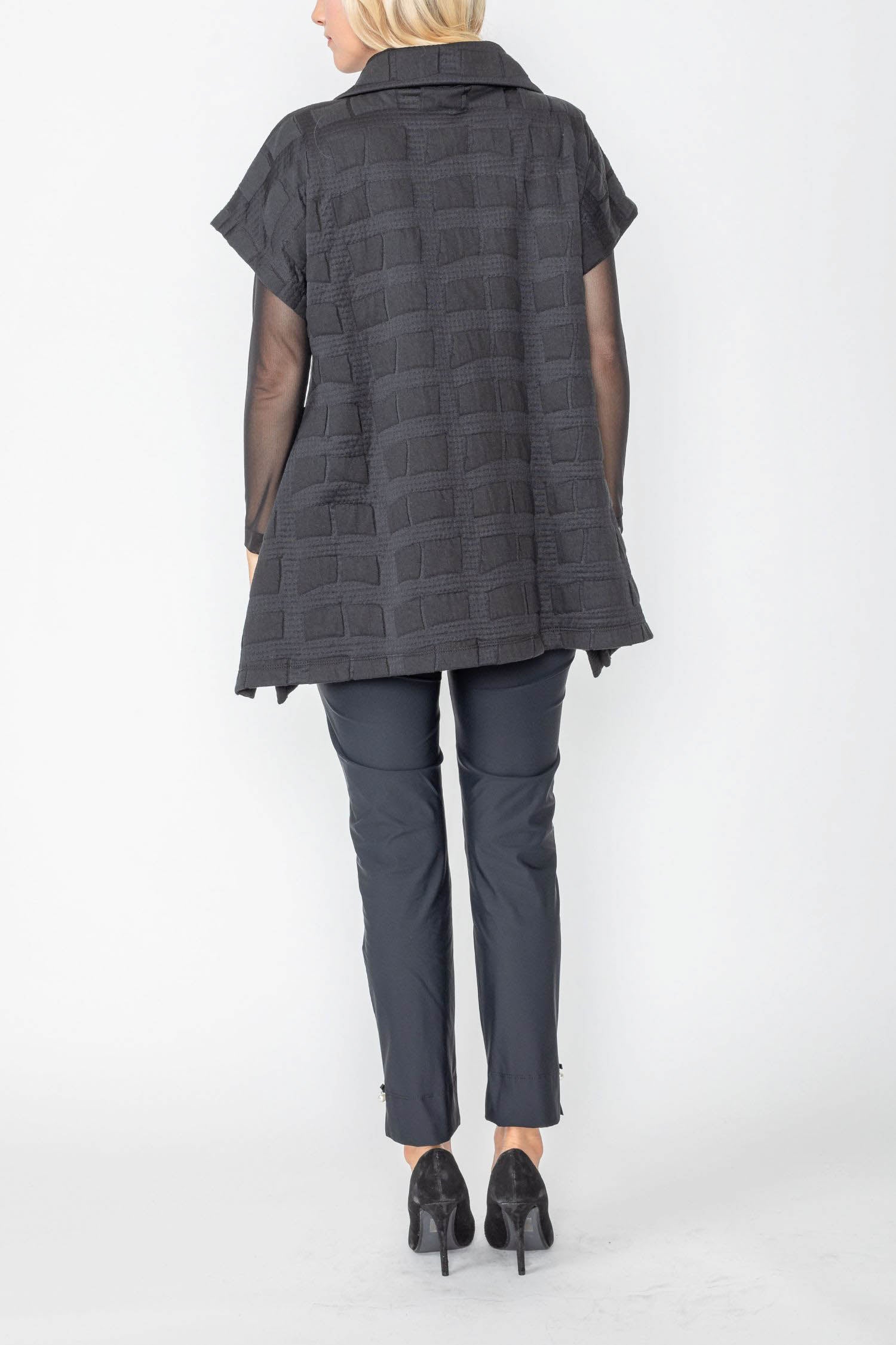 Black Asymmetrical Shawl Collar Vest
