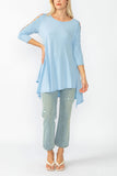 Sky Slotted Sleeve Tunic Top