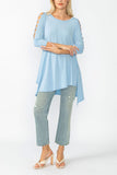 Sky Slotted Sleeve Tunic Top