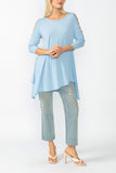 Sky Slotted Sleeve Tunic Top