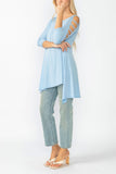 Sky Slotted Sleeve Tunic Top