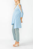 Sky Slotted Sleeve Tunic Top