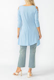 Sky Slotted Sleeve Tunic Top