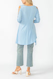 Sky Slotted Sleeve Tunic Top