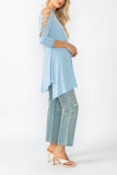 Sky Slotted Sleeve Tunic Top