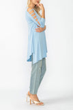 Sky Slotted Sleeve Tunic Top